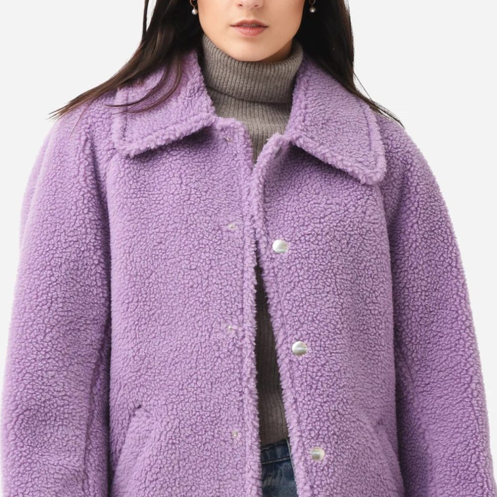A.L.C. Women's Purple Lincoln Oversized Shearling Teddy Coat Jacket Size XS - Picture 3 of 9